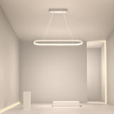 Modern Dimmable Oval LED Pendant Light with Remote Control for Dining Room