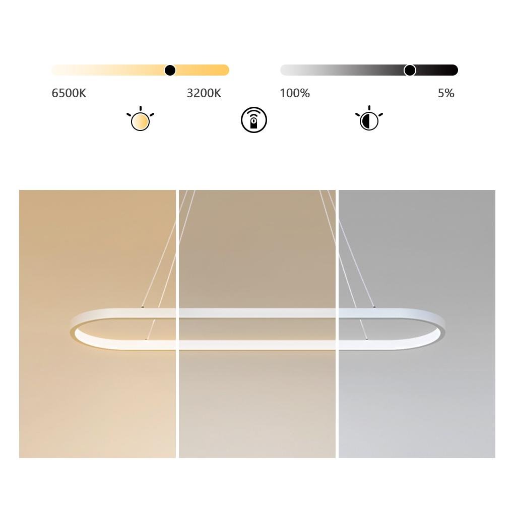 Modern Dimmable Oval LED Pendant Light with Remote Control for Dining Room