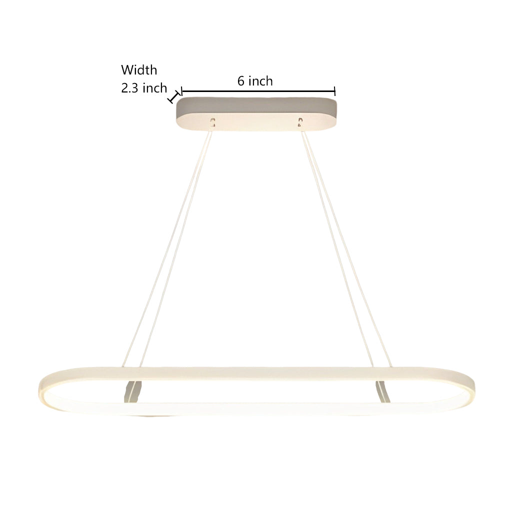 Modern Dimmable Oval LED Pendant Light with Remote Control for Dining Room