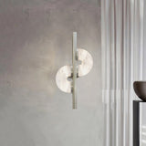 Modern Dolly Alabaster Stone Wall Sconce Elegant LED Double Disk Light for Indoor Spaces