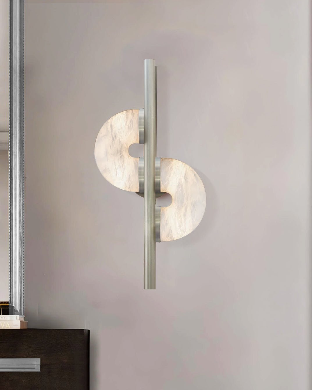 Modern Dolly Alabaster Stone Wall Sconce Elegant LED Double Disk Light for Indoor Spaces