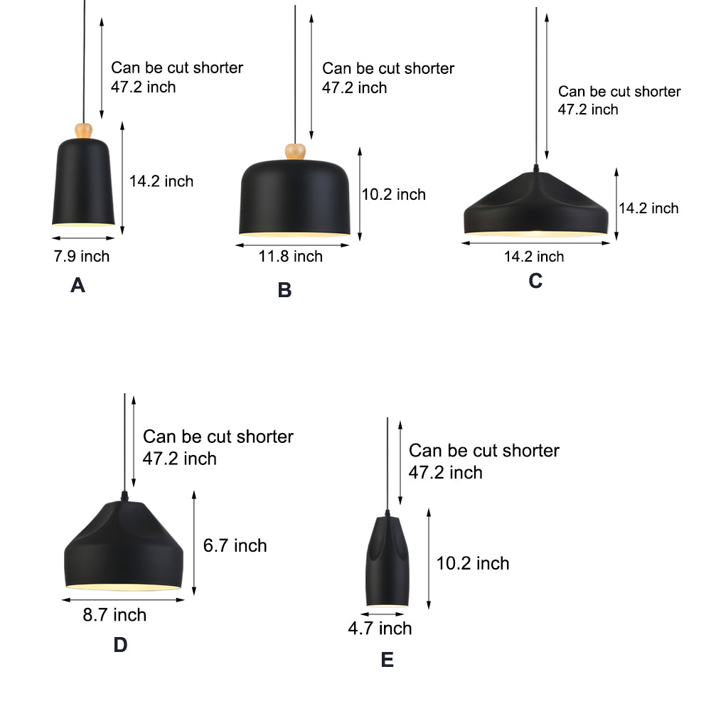 Modern Dome Aluminum LED Pendant Light for Dining Room and Office Adjustable Hanging Lamp
