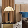 Modern Dome Table Lamp with Matte Black and Brass Finish for Living Room and Bedroom Nightstands