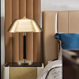 Modern Dome Table Lamp with Matte Black and Brass Finish for Living Room and Bedroom Nightstands
