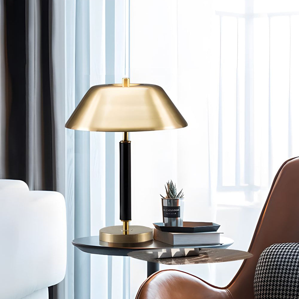 Modern Dome Table Lamp with Matte Black and Brass Finish for Living Room and Bedroom Nightstands