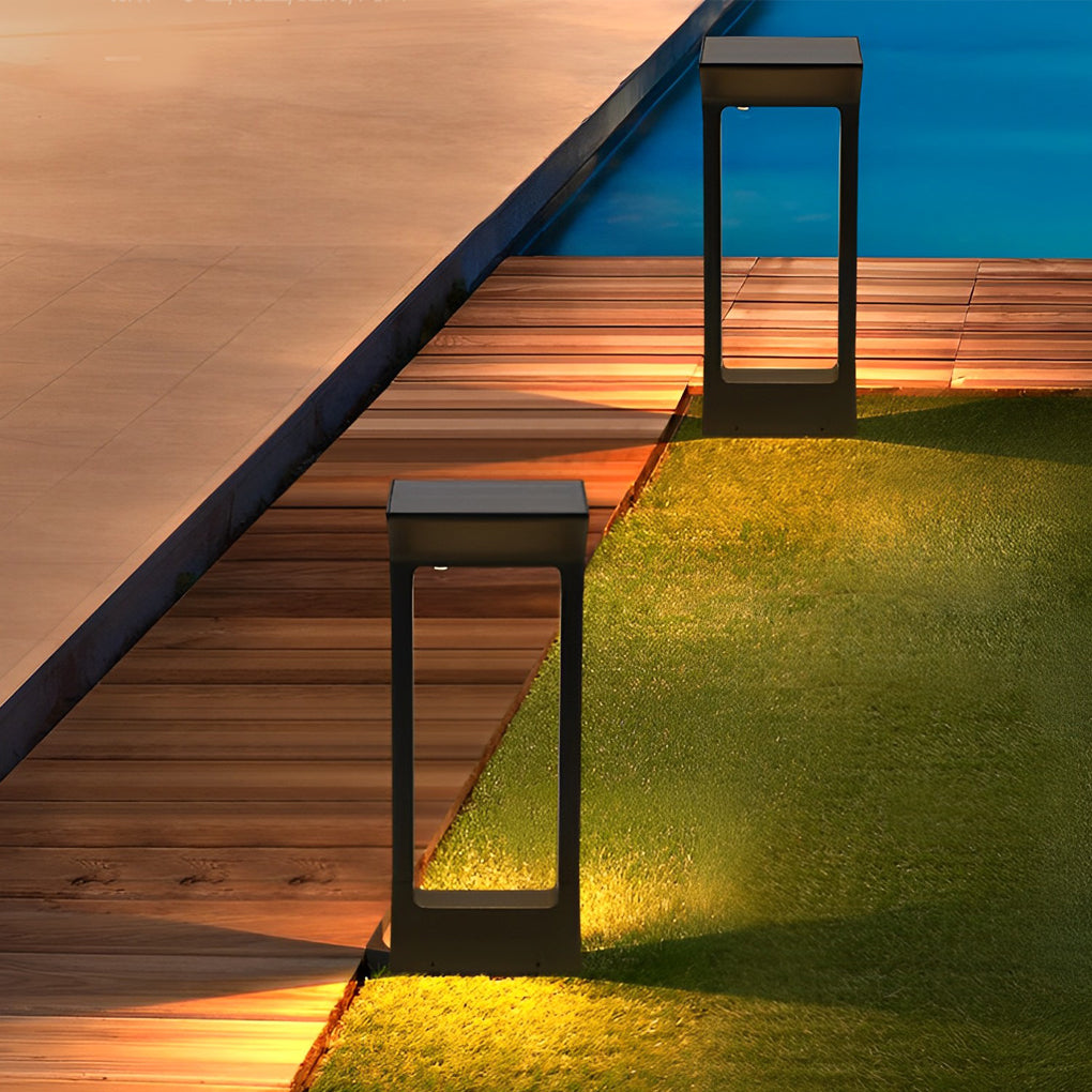 Modern Door Shape LED Solar Pathway Lights Waterproof Black Aluminum Outdoor Landscape Garden Lighting