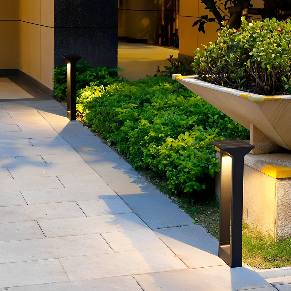 Modern Door Shape LED Solar Pathway Lights Waterproof Black Aluminum Outdoor Landscape Garden Lighting