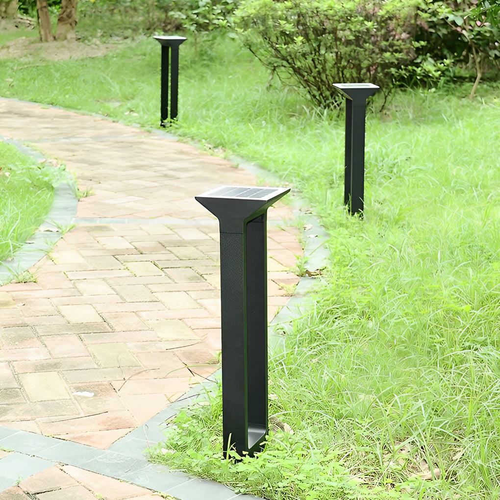 Modern Door Shape LED Solar Pathway Lights Waterproof Black Aluminum Outdoor Landscape Garden Lighting