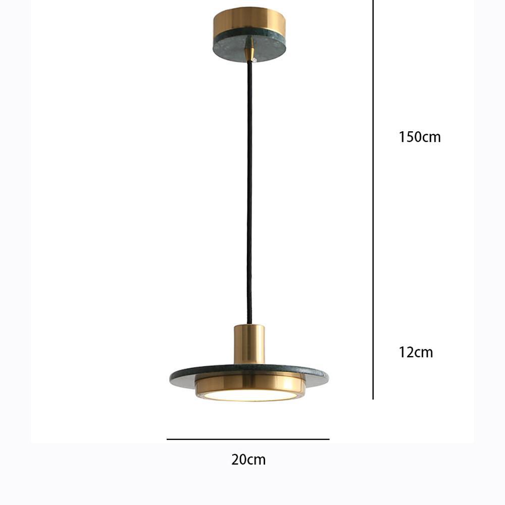 Modern Double Circle Marble LED Pendant Light Metal Hanging Lamp for Kitchen Island and Dining Room