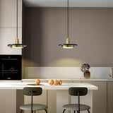 Modern Double Circle Marble LED Pendant Light Metal Hanging Lamp for Kitchen Island and Dining Room