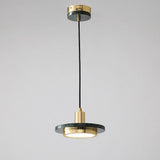 Modern Double Circle Marble LED Pendant Light Metal Hanging Lamp for Kitchen Island and Dining Room
