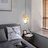 Modern Double Disk Wood and Metal LED Pendant Light for Kitchen Island and Dining Room