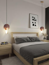 Modern Double Disk Wood and Metal LED Pendant Light for Kitchen Island and Dining Room
