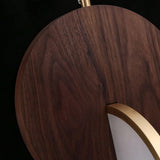 Modern Double Disk Wood and Metal LED Pendant Light for Kitchen Island and Dining Room