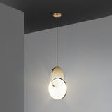Modern Double Disk Wood and Metal LED Pendant Light for Kitchen Island and Dining Room
