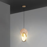 Modern Double Disk Wood and Metal LED Pendant Light for Kitchen Island and Dining Room
