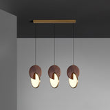 Modern Double Disk Wood and Metal LED Pendant Light for Kitchen Island and Dining Room