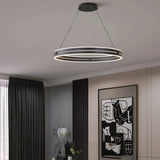 Modern Double Hoop LED Pendant Light 23.6 Inch Minimalist Wheel Chandelier for Living Room Dining Room