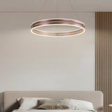 Modern Double Hoop LED Pendant Light 23.6 Inch Minimalist Wheel Chandelier for Living Room Dining Room