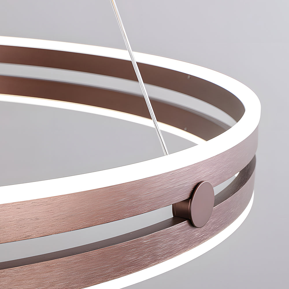 Modern Double Hoop LED Pendant Light 23.6 Inch Minimalist Wheel Chandelier for Living Room Dining Room