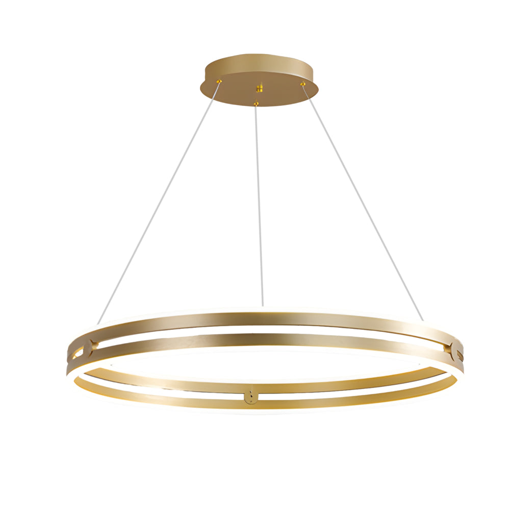 Modern Double Hoop LED Pendant Light 23.6 Inch Minimalist Wheel Chandelier for Living Room Dining Room