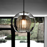Modern Double Layer Glass Pendant Light with Electroplated Brass Finish Nordic Chandelier