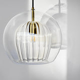 Modern Double Layer Glass Pendant Light with Electroplated Brass Finish Nordic Chandelier