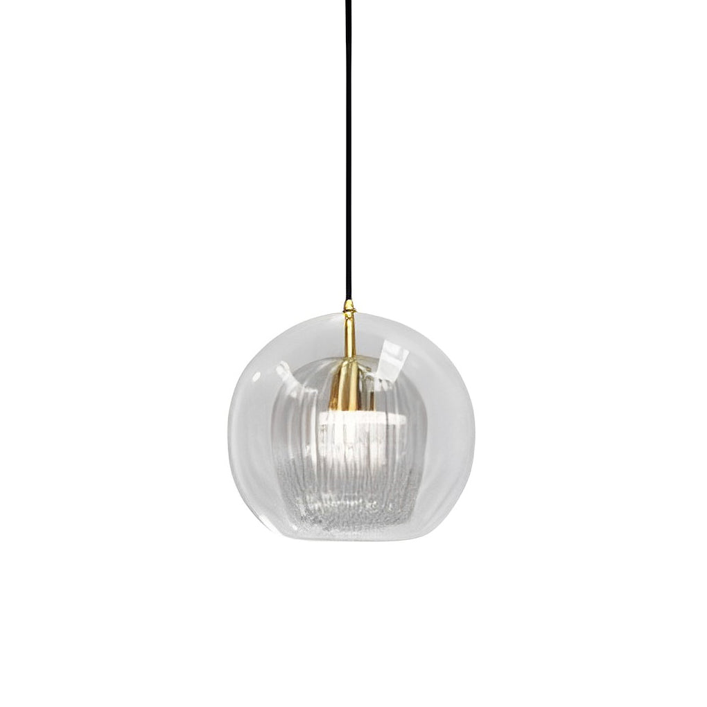 Modern Double Layer Glass Pendant Light with Electroplated Brass Finish Nordic Chandelier