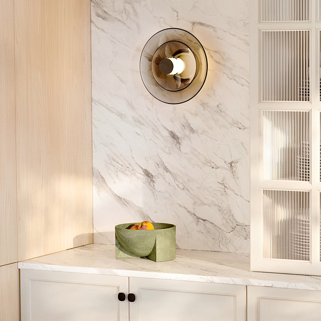 Modern Double Layer Glass Wall Sconce Round LED Nordic Indoor Light Fixture for Living Room Bedroom