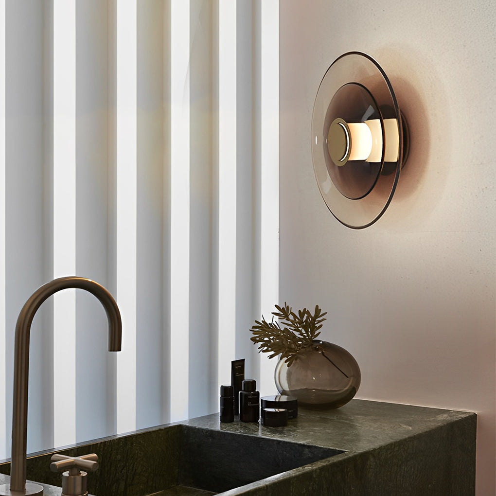 Modern Double Layer Glass Wall Sconce Round LED Nordic Indoor Light Fixture for Living Room Bedroom