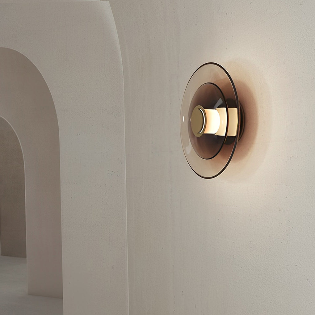 Modern Double Layer Glass Wall Sconce Round LED Nordic Indoor Light Fixture for Living Room Bedroom