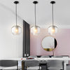 Modern Double Layered Glass Pendant Lighting with Faux Marble Interior and Adjustable Cord