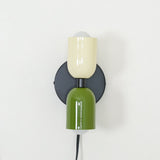 Modern Double Plug In Wall Sconce with Colorful Metal Glass Shades Dual Light Fixture