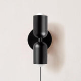 Modern Double Plug In Wall Sconce with Colorful Metal Glass Shades Dual Light Fixture