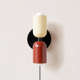 Modern Double Plug In Wall Sconce with Colorful Metal Glass Shades Dual Light Fixture