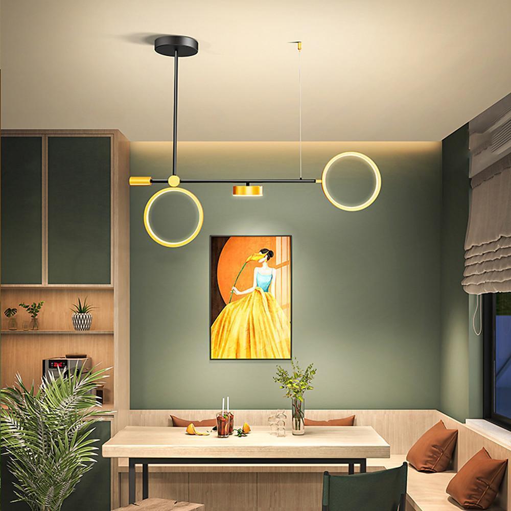 Modern Double Ring LED Chandelier Nordic Hanging Pendant Light for Kitchen Island and Dining Room