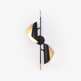 Modern Double Shade Metal Wall Sconce with Adjustable Rotation in Black and Gold