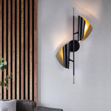 Modern Double Shade Metal Wall Sconce with Adjustable Rotation in Black and Gold