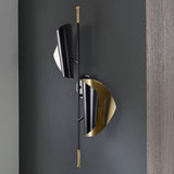 Modern Double Shade Metal Wall Sconce with Adjustable Rotation in Black and Gold
