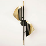 Modern Double Shade Metal Wall Sconce with Adjustable Rotation in Black and Gold