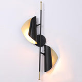Modern Double Shade Metal Wall Sconce with Adjustable Rotation in Black and Gold