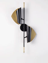 Modern Double Shade Metal Wall Sconce with Adjustable Rotation in Black and Gold