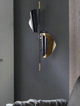 Modern Double Shade Metal Wall Sconce with Adjustable Rotation in Black and Gold