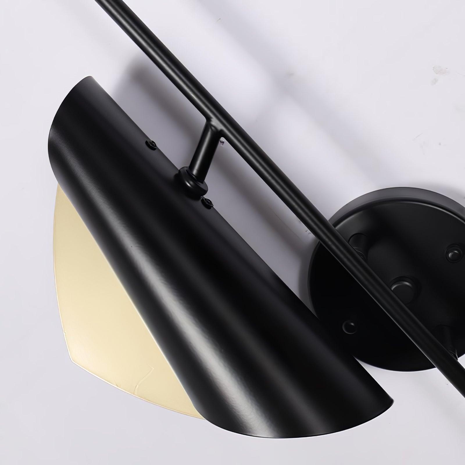 Modern Double Shade Metal Wall Sconce with Adjustable Rotation in Black and Gold