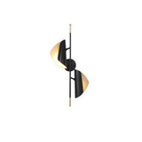 Modern Double Shade Metal Wall Sconce with Adjustable Rotation in Black and Gold