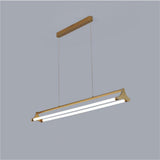 Modern Double Strip LED Pendant Light Gold Metal Linear Chandelier for Kitchen Island and Dining Room