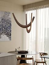 Modern Double U Shaped Wood LED Pendant Light for Dining Room and Office
