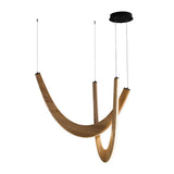 Modern Double U Shaped Wood LED Pendant Light for Dining Room and Office