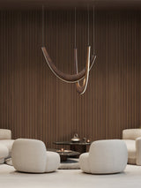 Modern Double U Shaped Wood LED Pendant Light for Dining Room and Office