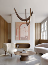 Modern Double U Shaped Wood LED Pendant Light for Dining Room and Office